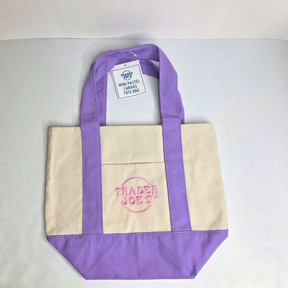 Trader Joes Pastel Canvas Mini Tote Bags Easter Spring - Lot of 4 - NEW - Picture 5 of 5